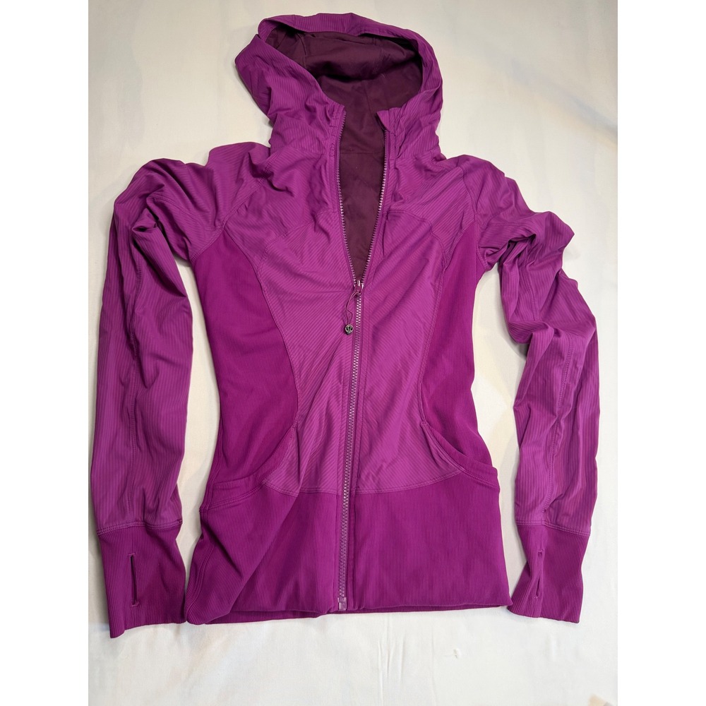 Lululemon In Flux Jacket Regal Plum Purple Hooded Swift Size 6 W4I09S - Picture 2 of 8